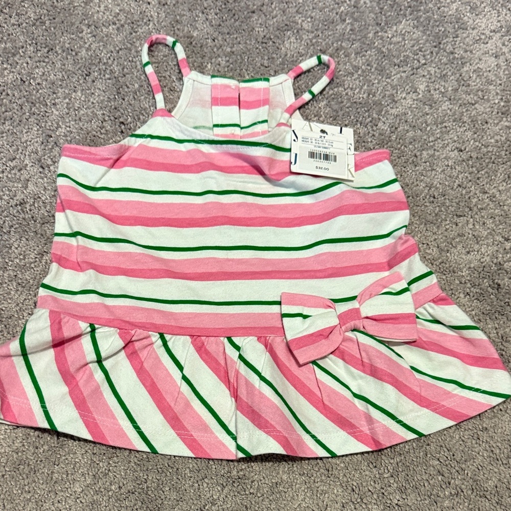 Janie and Jack Pink and Green Striped Top
